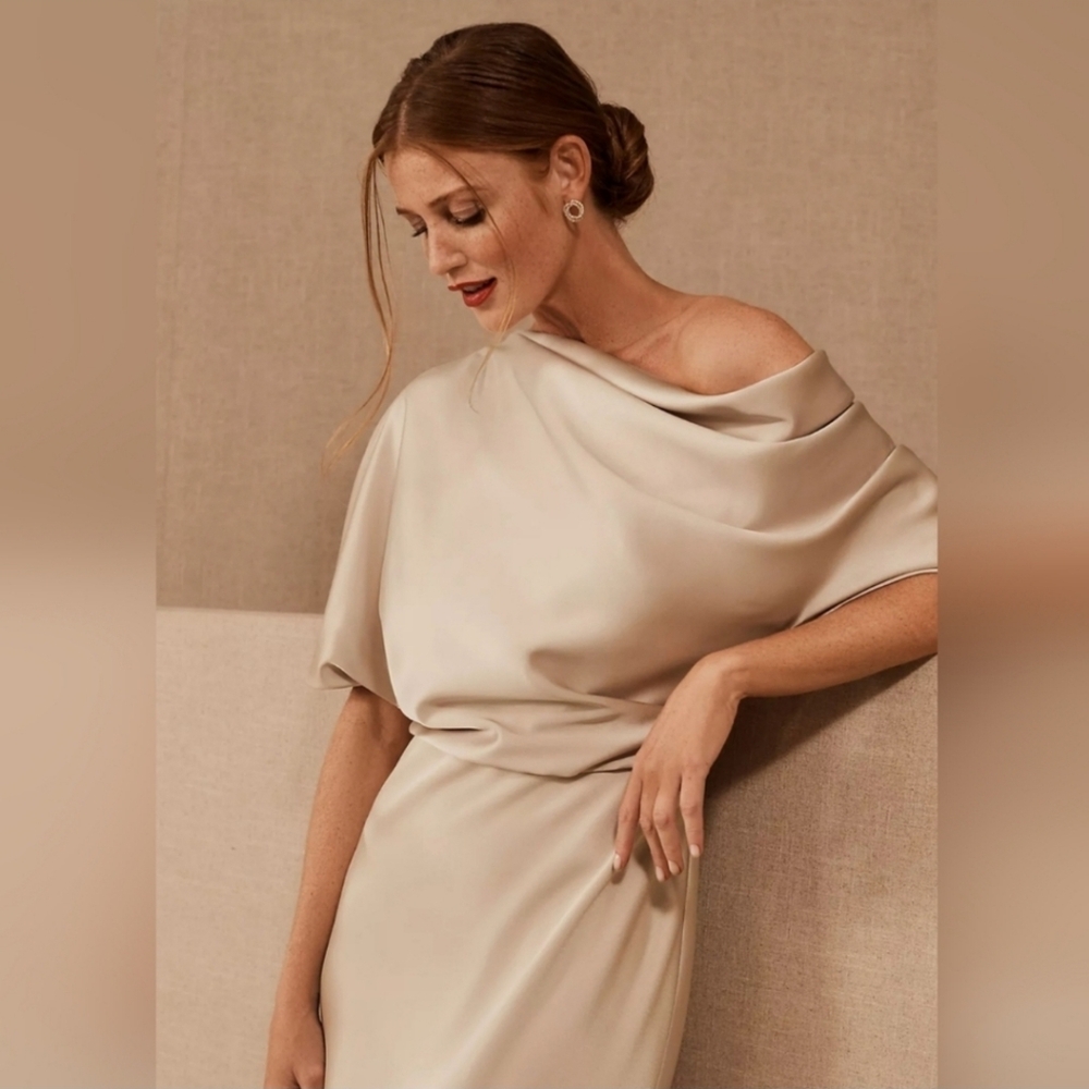 BHLDN Off Shoulder evening gown champagne size 10